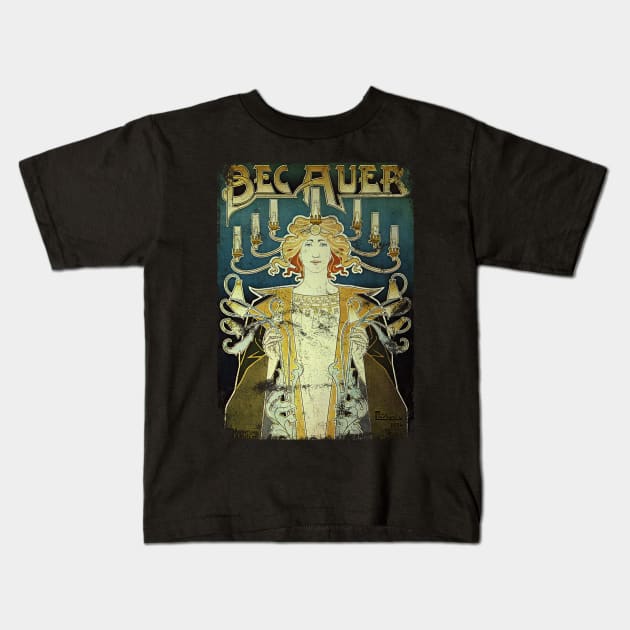 Art Nouveau - Bec Auer Alphonse Mucha Kids T-Shirt by AltrusianGrace